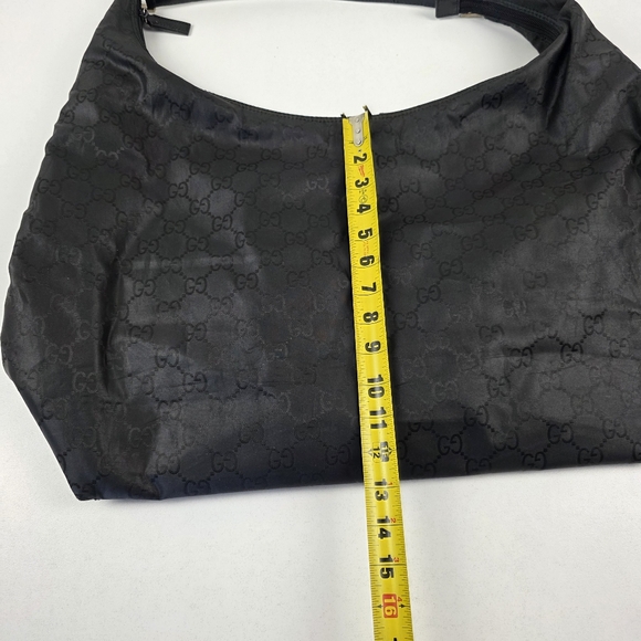 Gucci Monogram Nylon Oversized Hobo Travel Black Women's Rare Vintage - Picture 15 of 16